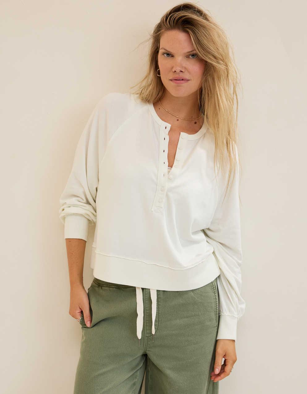 Aerie ハッピースニット・ヘンリーTシャツ