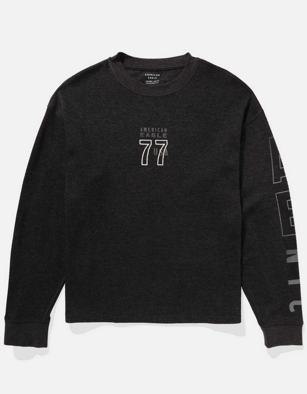 AE オーバーサイズ ロングスリーブ エレベイテッド ロゴ グラフィック サーマル Tシャツ