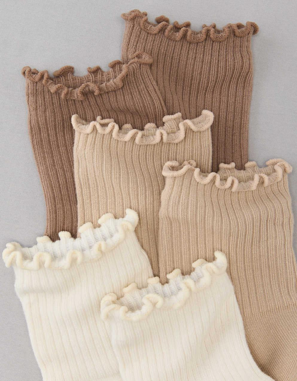 AE Ruffle Trim Boyfriend Socks 3-Pack