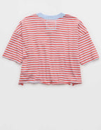 アエリ・リミックス・ヘンリー・クロップドTシャツ