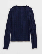 Aerie Cotton Cable Henley Sweater