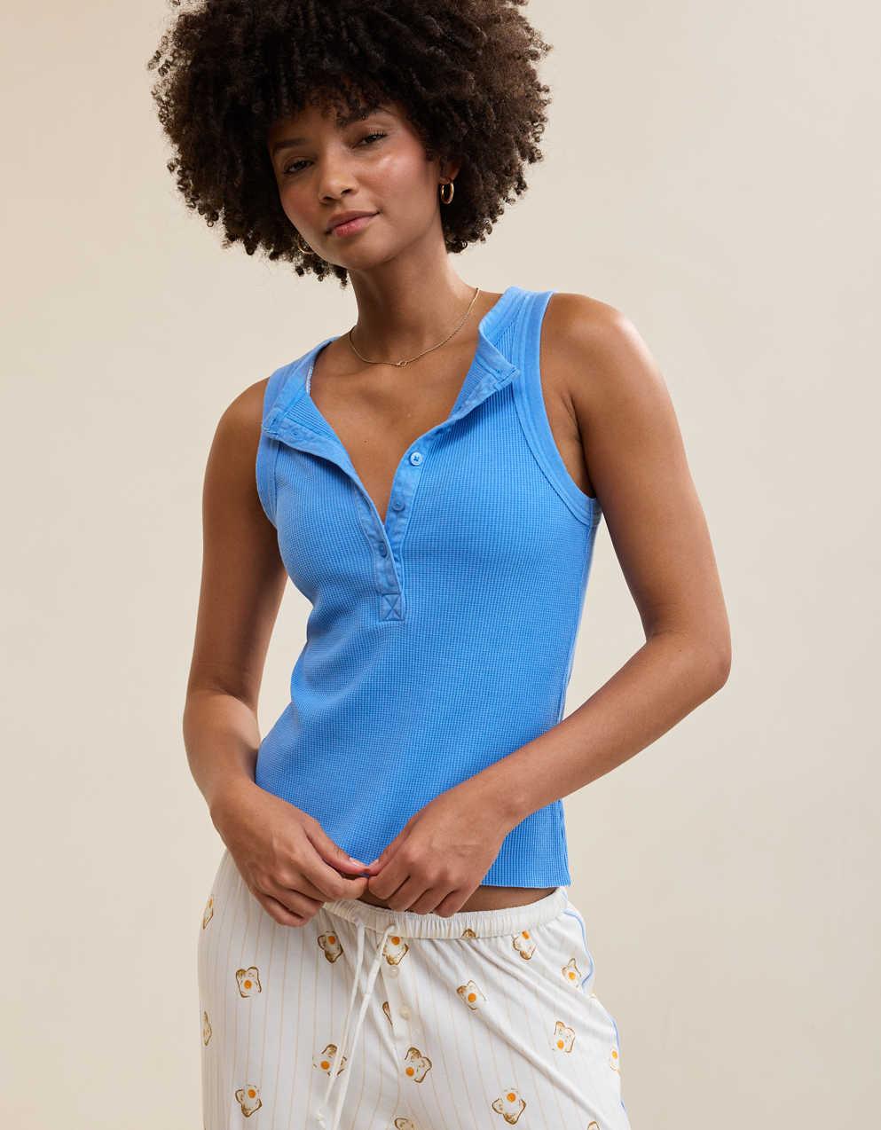 Aerie アンワインド ワッフル ヘンリーネック タンクトップ