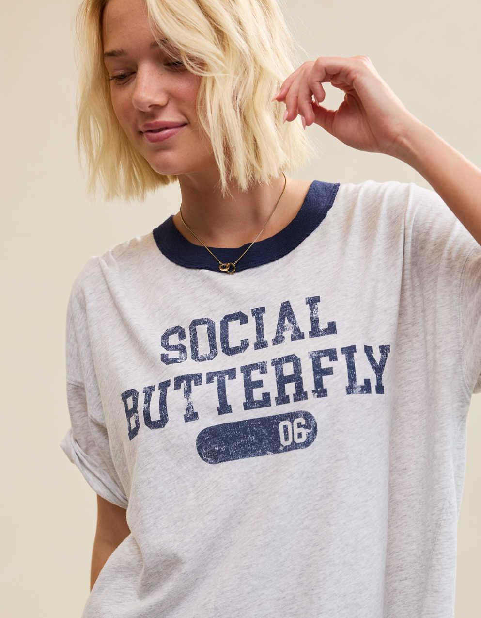 Aerie オーバーサイズ・クルー・ボーイフレンドTシャツ