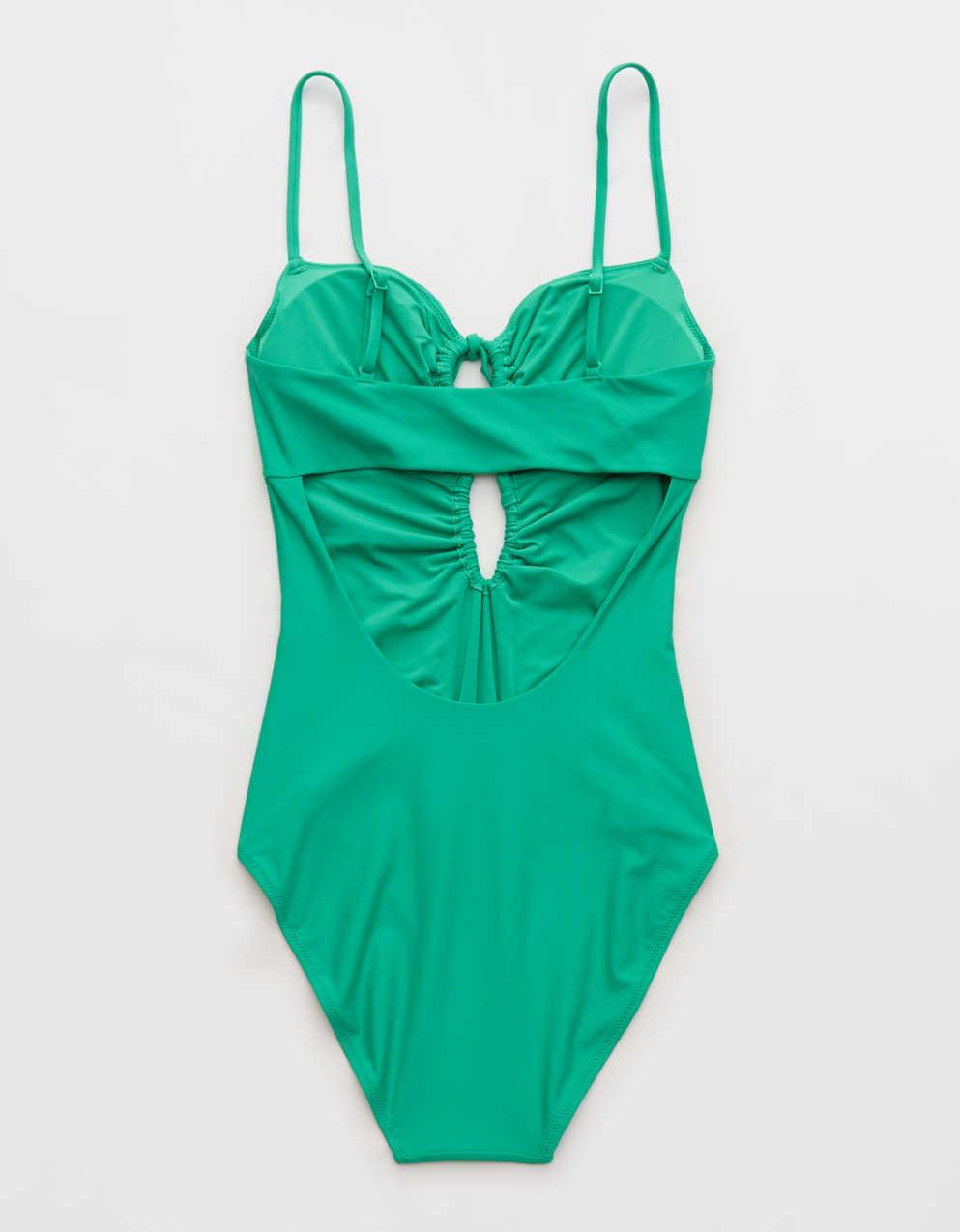 Aerie Ruched Cutout Full Coverage One Piece Swimsuit